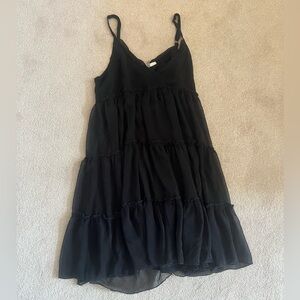 Black Ruffle Tiered Baby Doll Dress